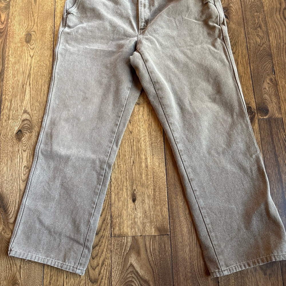 Orvis Style 5714 Tan Canvas Pants  size 40 length 34 Suspenders Ready Preowned
